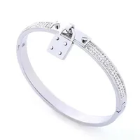 Top Quality Designer Jewelry For Women Bracelets Stainless Steel Cuff Bracelet Pave Silver Rose Gold Tone Charms Lock Bangle Jewel261y