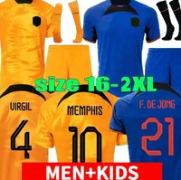 メンフィスオランダサッカージャージ22 23 De Jong Holland de Ligt Wijnaldum Van Dijk Adult Men Kids Kit Dumfries Football Shirt