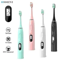 Osseni LCD Screen Sonic Electric Toothbrushes for Adults Kids Smart Timer Rechargeable Whitening Toothbrush IPX7 Waterproof 0429