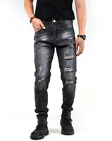 Jeans pretos de bolso preto masculino Lavagem manual ou limpo a seco profissional