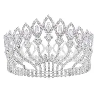 Luxurious Sparkling Crystal Baroque Queen King Wedding Tiara Crown Pageant Prom Diadem Headpiece Bridal Hair Jewelry accessories Y3404
