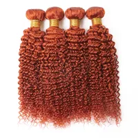 Ishow Virgin Hair Weave Extensions 8-28inch For Women #350 Silky Orange Ginger Color Remy Human Hair Bundles Kinky Curly