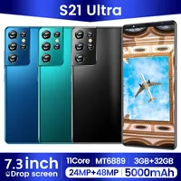 S21 Ultra -mobiltelefoner Deca Core -smartphones 8GB 16GB ROM 7,3 tum HD -skärm 6800 mAh GPS 48,0MP Android 11 Dual Sim 4G 5G Face ID Touch ID Telefon