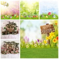 Background Material Laeacco Spring Happy Easter Egg Flower Grass Scene Photography Backgrounds Customized Photographic Backgrounds For Photo Studio J220928