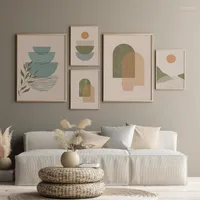 Paintings Modern Minimalist Geometric Abstract Plant Morandi Nordic Wall Art Canvas Painting Posters For Living Room Home Decor