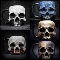 15oz Skull Cup Coffee Mugs Gothic Home Decor Collection Halloween Gift Beer Tea Bar Drinkware Mug Supplies RRB15923