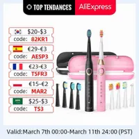 Toothbrush Fairywill Sonic Electric Toothbrushes for Adults Kids 5 Modes Smart Timer Rechargeable Whitening Toothbrush with 10 Brush Heads