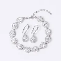Earrings & Necklace WEIMANJINGDIAN Teardrop Cubic Zirconia CZ Crystal Wedding Bracelet And Earring Bridal Jewelry Set Bridesmaid G303e