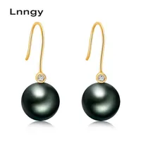 Legria dangle lnngy 18k oro tahiti perle perle orecchini da goccia 10-11 mm rosa gialla bianca solida nera vera diamante femminile 2386