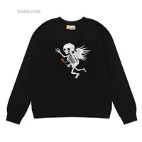 Meichao Mens Camisetas Designer GalleryDeptts T Camiseta Sweaters Angel Skull Wings Rose Gog Hot Gog Heavy Terry Round Neck Séter i39x