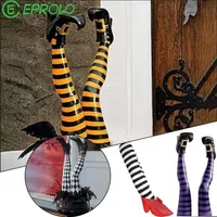 Other Event Party Supplies 1 Pair Halloween Evil Witch Legs Props Upside Down Wizard Feet with Boot Stake Ornament Decoration for front Yard Lawn Dropship 220928