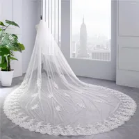 Bridal Veils NZUK High Quality 2 Layer Long Wedding Veil With Comb 3.5Meter Lace Applique Velos De Novia Catedral Vail