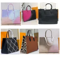 3A V￤skor Kvalitetsmodedesigner pr￤glade Luxurys 15 PM MM GM Flower Handbag L￤der Sunrise On Pastel Women Top Print Ladies Tote GFCR