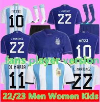 2022 2023 Argentinien Soccer Trikot M e s i Romero Dybala Fans Spieler Version Aguero Maradona Fußball -Shirt 22 23 Männer Kinder setzt einheitlich argentinische di maria