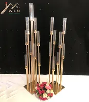Candle Holders 10 Heads Metal stick Candelabra Stands Wedding Table Centerpieces Flower Vases Road Lead Party Decoration 220929