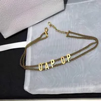2021 Fashion initial letter choker necklace bijoux cuban link iced out pendant chains for lady womens Party Wedding Lovers gift je251L
