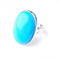 Solitaire Ring Oval Natural Gem Stone Blue Turquoise Finger Rings Party Ring For Men Women Jewelry Z9165 Drop Delivery 2021 Nanashop Dhyiv