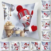 Juldekorationer Huiran Snowman Cushion Cover God juldekorationer för hem Navidad 2022 Xmas present Julprydnader Nytt år 2023 T220927