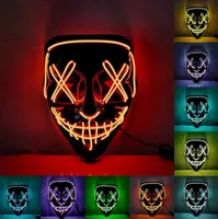 Maschera a LED Halloween Party Masque Masquerade maschere neon Light Glow in the Dark Horror Mask Glowing Mascher 1200pcs DAP494