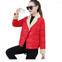 Women's Trench Coats Fashionable Women's Winter Warm Jacket Thicken Double-breasted Splicing Harajuku Pure Cotton 2022 2586