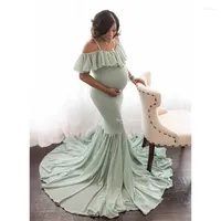 Casual klänningar Långt moderskapspografi Rekvisita för gravida kvinnor kläder Po Shoot Graviditetsklänning maxi klänning
