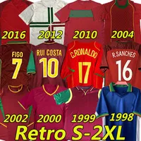 كرة القدم 1998 1999 2012 2012 2002 2000 2004 2016 Portgal Retro Soccer Jerseys Rui Costa Figo Ronaldo Nani Carvalho Football Shirts Vintage