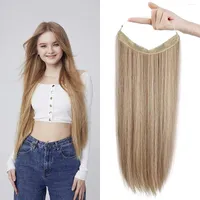 Human Hair Bulks POPUKAR Halo Extensions Removable Secure Clips In Straight Hairpiece With Invisible Transparent Wire Adjustable Size