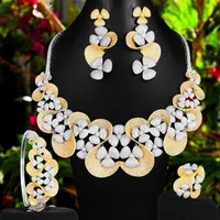 Earrings & Necklace GODKI Luxury Wheel Flower 4PCS Statement Jewelry Sets Dubai For Women Cubic Zircon Wedding Bridal Set2221