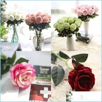 Decorative Flowers Wreaths Flannelettes Rose Artificials Flower Good Looking Dried Flowers Hands Wedding Home Furnishing Decoration Dh4Xw