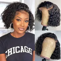Malaysian Short Curly Lace Front Wigs 13x4 Brazilian Water Wave Human Hair HD Transparent Wig For Black Women