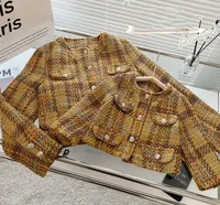 Family matching outfits girls plaid woolen trench coat kids round collar single breasted long sleeve outwear mommy and me clothes Q8960