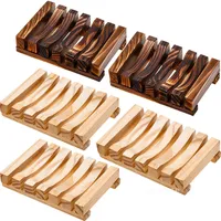 Natural Bamboo Wooden Soap Dishes Plate Tray Holder Box Case Shower Hand Washing Soaps Holders LT068
