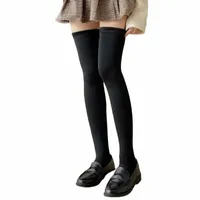 socks & Hosiery Winter Women Thigh High Boots Plush Lined Pantyhose Leg Warmer Open Toe Casual Girls JK Skirts Seamless Stockings I4Mo#