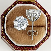 Stift Ohrringe aeteey d Farbe 2CT Real Moissanit Diamond 8 -Druck 18K Gold plattiert S925 Sterling Silber Fine Schmuck für Frauen