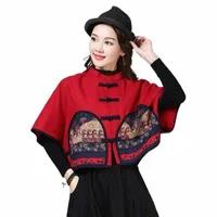 ethnic Clothing Ladies Chinese Tops 2021 Autumn Winter Retro Cape Hanfu Cheongsam Top Tang Suit Year Style Women FF2886 L80u#