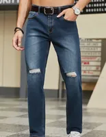 Jeans dritti slim fit blu scuro maschile per la privacy