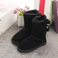 2021 kids Bailey 2 Bows Boots Genuine Leather toddlers Snow Boots Solid Botas De nieve Winter Girls Footwear Toddler Girls Boo272w