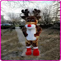 Performance Red Nose Elk Mascot Costumes Cartoon Character Outfit Suit Carnival Unisex Adults Size Halloween Christmas Fancy Party Carnival Dress suits