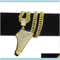 Pendant Pendants Jewelrypendant Necklaces Luxurious Crystal Zircon Shoe Shape & For Women Men Hip Hop Gold Color Fashion Chain Jew260q