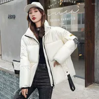 Women's Trench Coats 2022 Winter Short Cotton Jacket Female Korean Version Loose Bright Surface Wash-free Bread Clothes Women J156