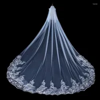 Bridal Veils NZUK Bling Ivory Wedding Long Length Lace Edge 2T With Comb Velos De Novia Largos Estilo Catedral Voile