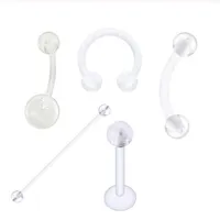 16G Clear Acrylic UV Belly Button Rings Nose Eyebrow Lip Ring Bar Industrial Barbell Ear Piercing Body Jewelry264K