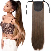 Synthetic Wigs 80 Cm 150g Long Straight Ponytail Wrap Around Clip In Hair Natural Hairpiece Headwear