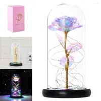 Decorative Flowers LED Enchanted Galaxy Rose Eternal With Fairy Light In Glass Cover Forever For Year Valentine's Day Christmas Gift
