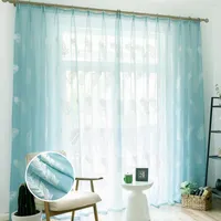 Cortina bileehome cortinas de tul azul modernas para sala de estar