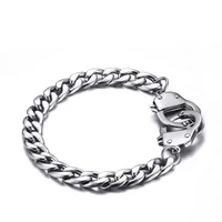 17mm Silver Color Fashion Simple Men's Bangle Stainless Steel Chain Handcuffs Bracelet Watchband Jewelry Gift for Men Boys J2233l