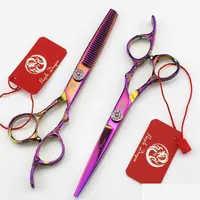 Ножницы для волос фиолетовый дракон ножницы радужная драгоценный камень резка и прореживание 6 -дюймовой ручки розовых ручек просты
