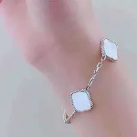 925 Silver Fashion Classic 4 Four Clover Leaf 5 motifs Charm Bracelets Bangle Chain 18K Gold Agate Shell Mother-of-Pearl for Women223m