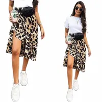 skirts Sexy Women Skirt Fashion Leopard Print High Waist Ladies Evening Party Mini Lace Up Ruffles Pencil 74za#