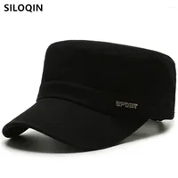 Berets SILOQIN Spring Men Flat Cap Cotton Army Military Hat Adjustable Size Simple Casual Snapback Male Bone Sports Caps Multicolor